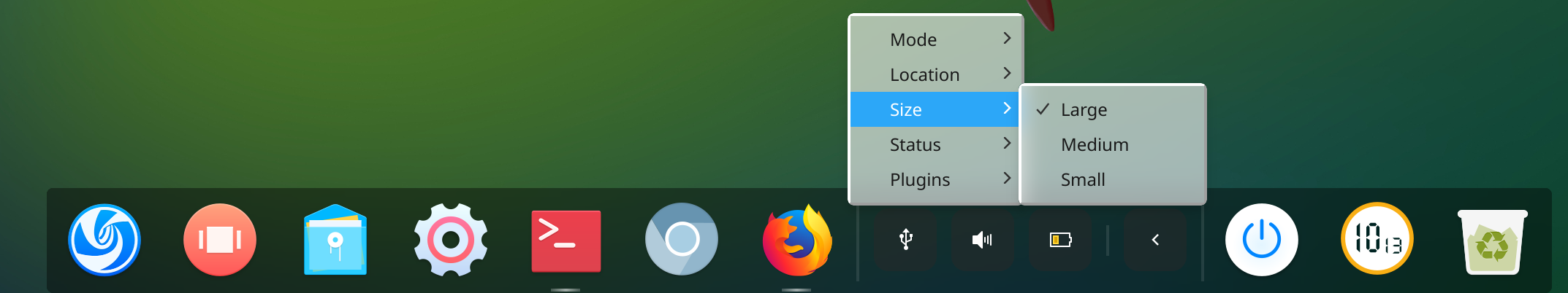 Deepin taskbar size